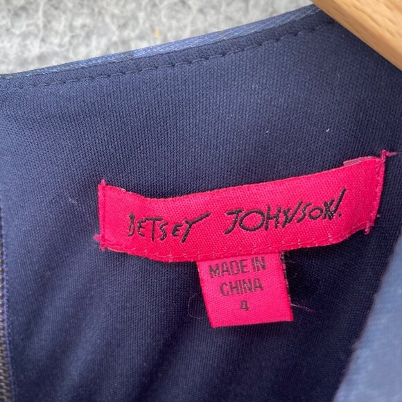 Betsey Johnson Dress Womens 4 Navy Multi Floral Sheath Scuba Career Cap Sleeve - Picture 6 of 12